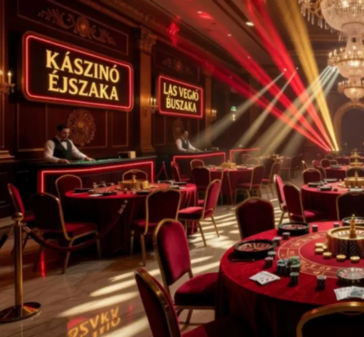 Kaszinó dekoráció és fények elegáns rendezvényhelyszínen