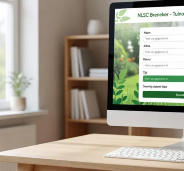 Voorbeeld van een online aanvraagformulier voor tuinonderhoud bij NLSC Breneker.