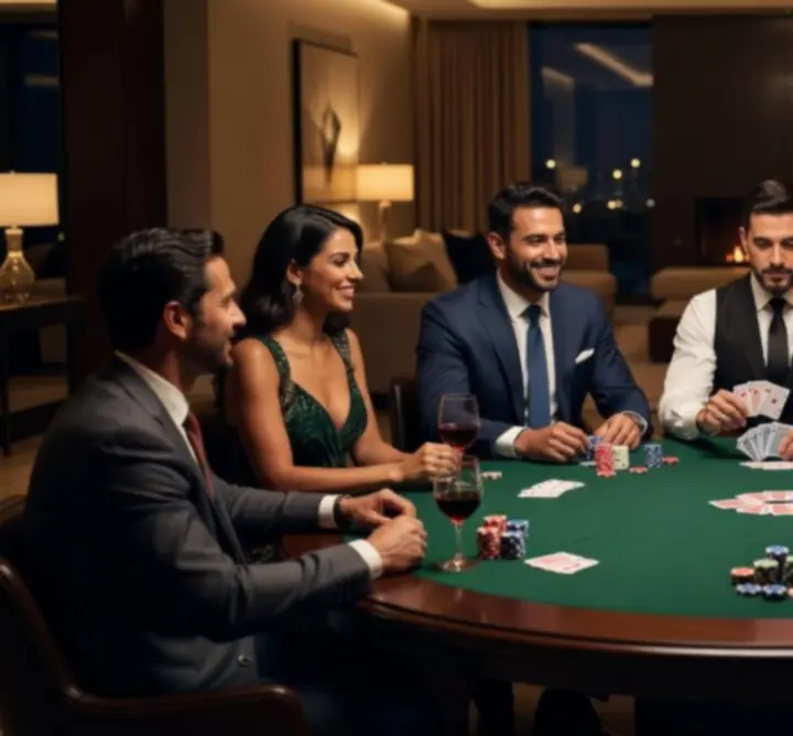 Otthoni pókereste elegáns környezetben, profi dealerrel