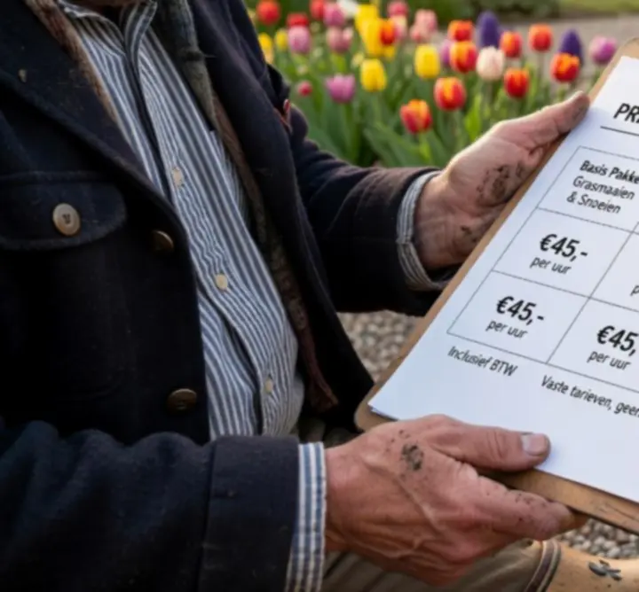 Prijstabel met voorbeeldtarieven voor tuinonderhoudspakketten