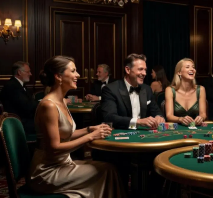 Privát kaszinóhangulat elegáns asztallal és zsetonokkal baráti társaság számára