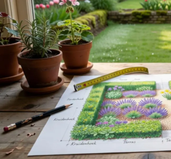 Tuinontwerp schets voor herinrichting van een tuin